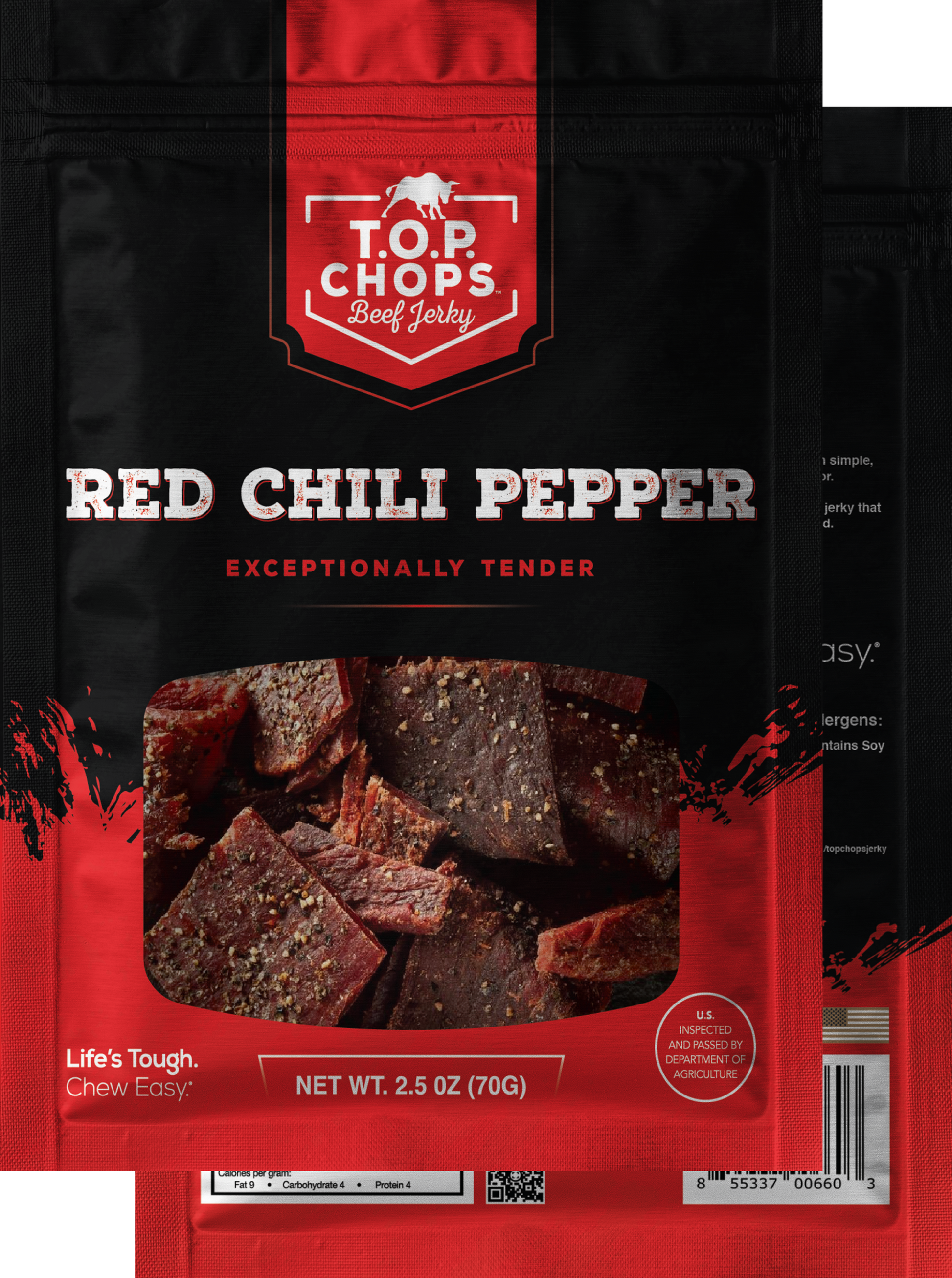 red chili pepper beef jerky, top chops jerky, best red chili beef jerky, spicy beef jerky,